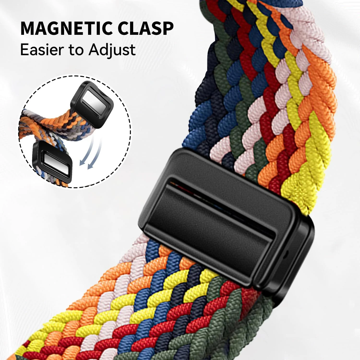 DL3 Mobilak 22mm Magnetic Band for Redmi Watch 5 Active/5 Lite/Samsung Galaxy Watch 3 45mm/Watch 46mm/Gear S3/Huawei watch GT6 GT5 46MM/GT2E/GT6 Pro/GT 5 Pro/Amazfit GTR 4/3, Stretchy Braided Nylon Sport Strap - Official Colorful