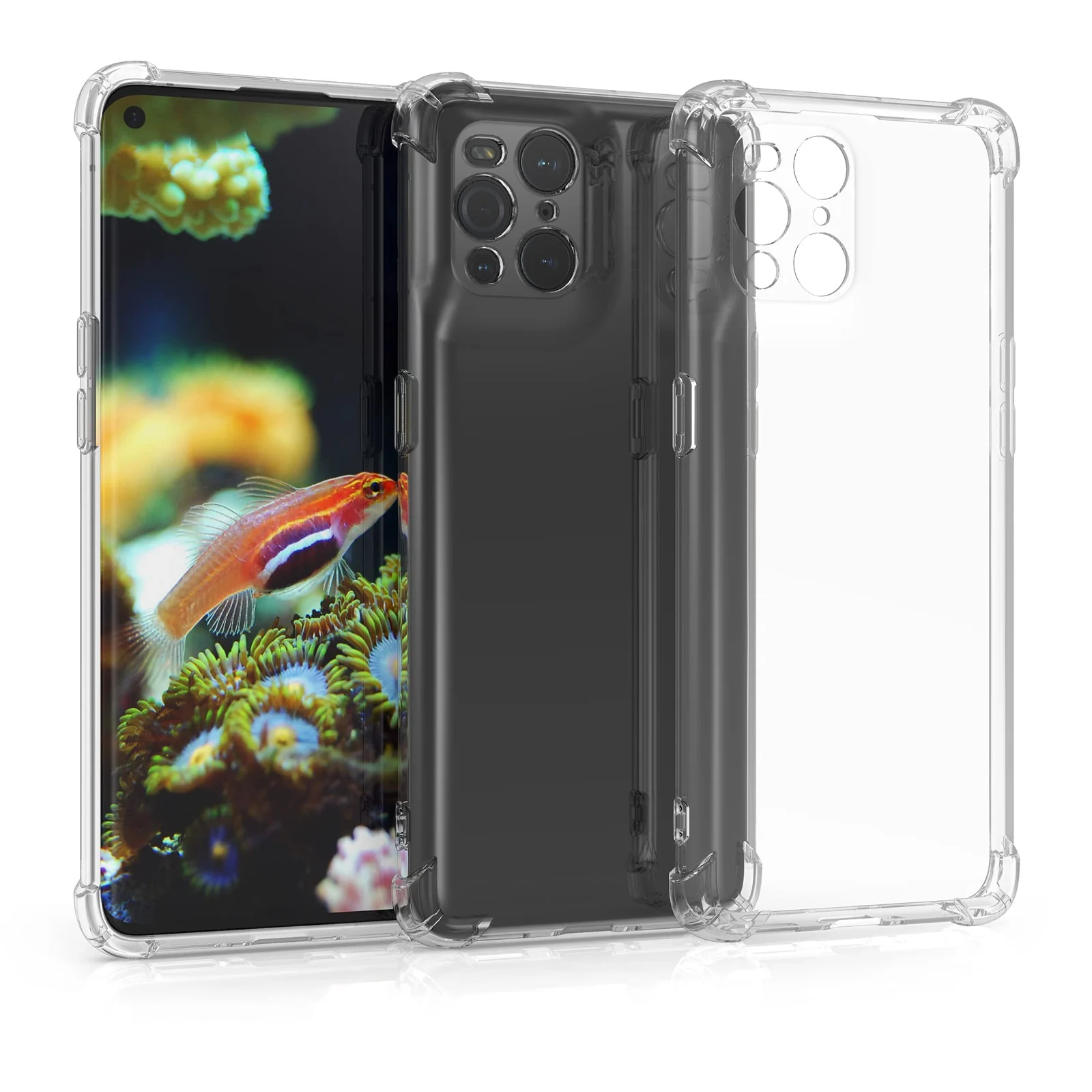 DL3 Mobilak Case Compatible with OPPO Find X3 Pro/Find X3, Cover Silicone Transparent TPU Gorilla Anti-shock Protector Camera Shockproof Corners - Clear