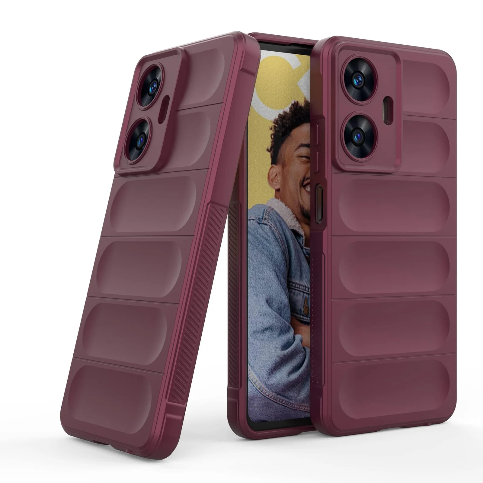 DL3 Mobilak Flexible Silicone and TPU Protective Case with Camera Protection for realme C55 / Narzo N55 - Wine Red