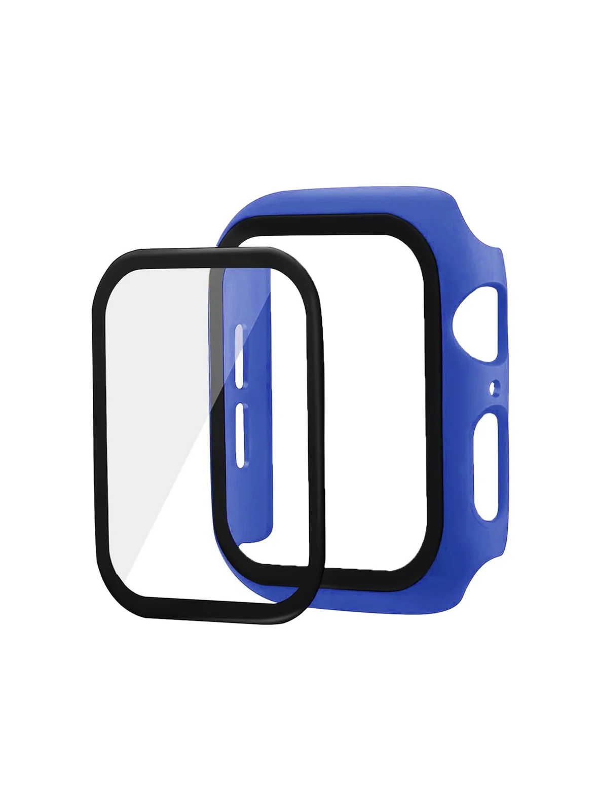 DL3 Mobilak Band with Case Compatible with Apple Watch 45mm, Adjustable Silicone Sport Wristband Replacement, Strap With Cover Built-in Glass Screen Protector for iWatch Series 9 8 7 (Pepsi) - Black