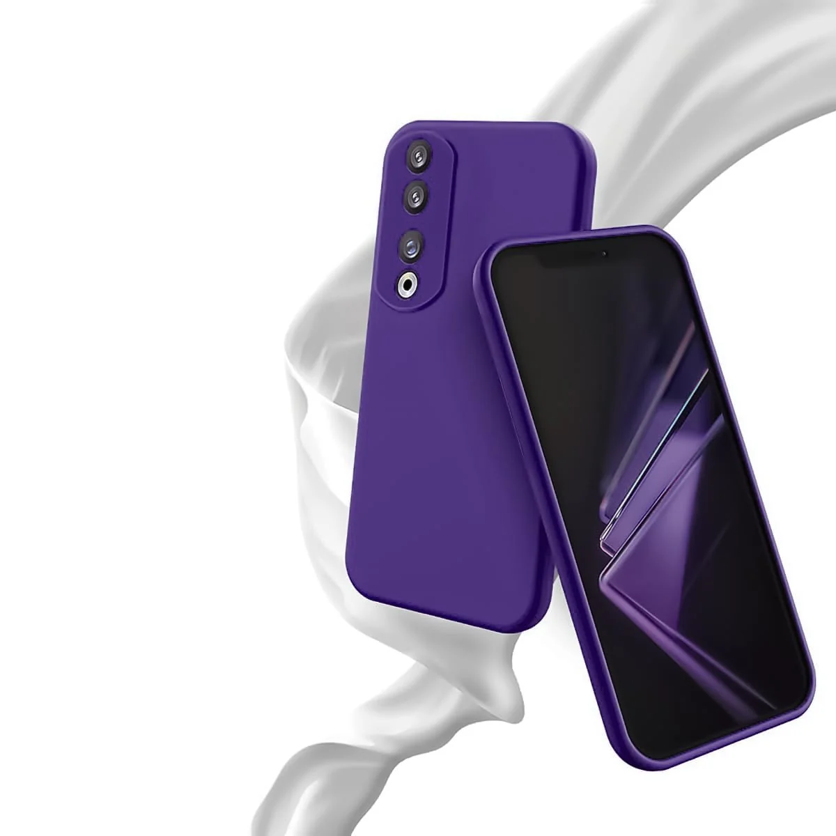 DL3 Mobilak Silicone Protective Case for Honor 90, Shock-absorbing protection, Scratch-resistant surface, Soft microfiber lining - Purple