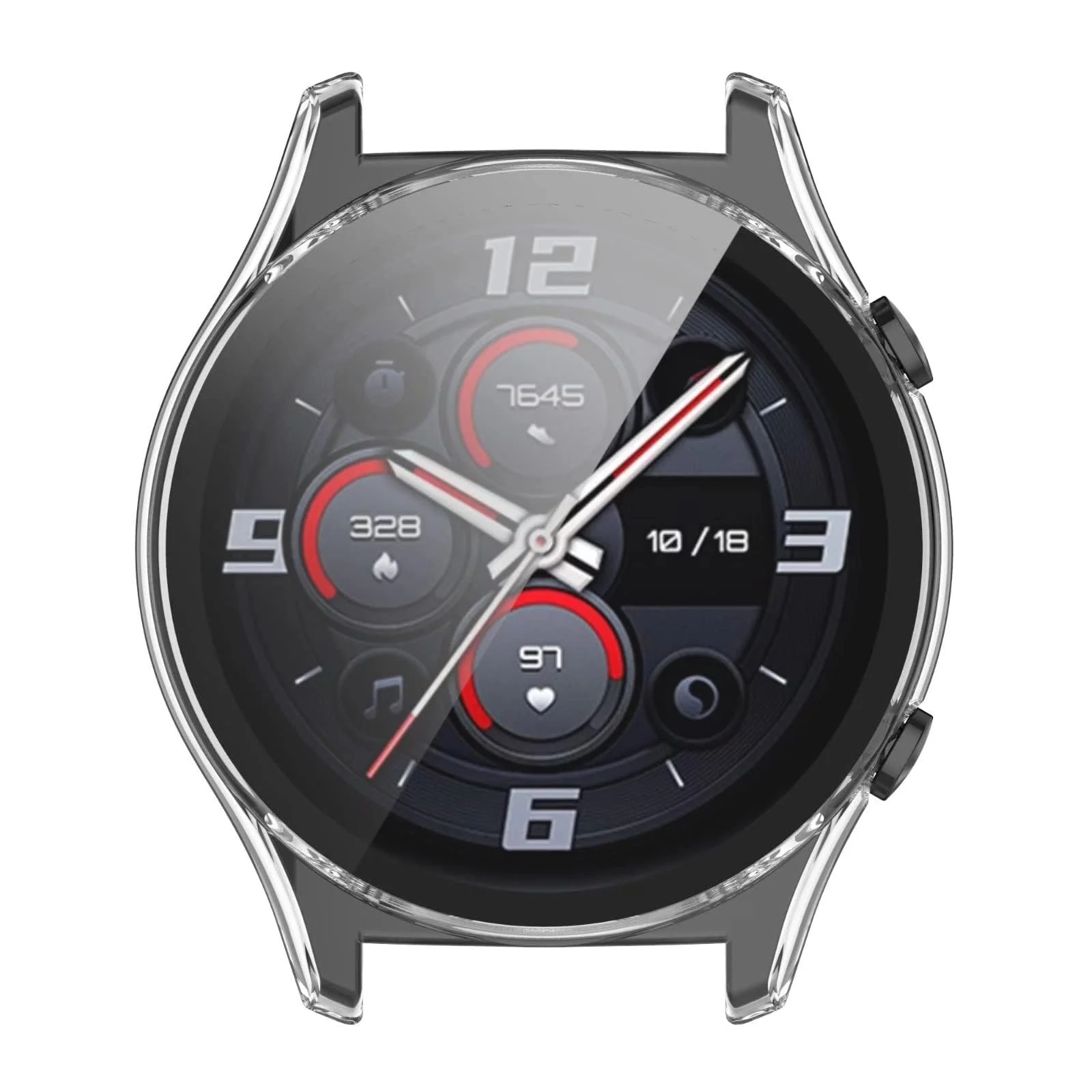 DL3 Mobilak Protective Case Compatible with Huawei Watch GT 2 46mm 9H Hardness PC Case Bumper Full Slim Protective Cover with Tempered Glass For Huawei Watch GT2 46mm - Clear