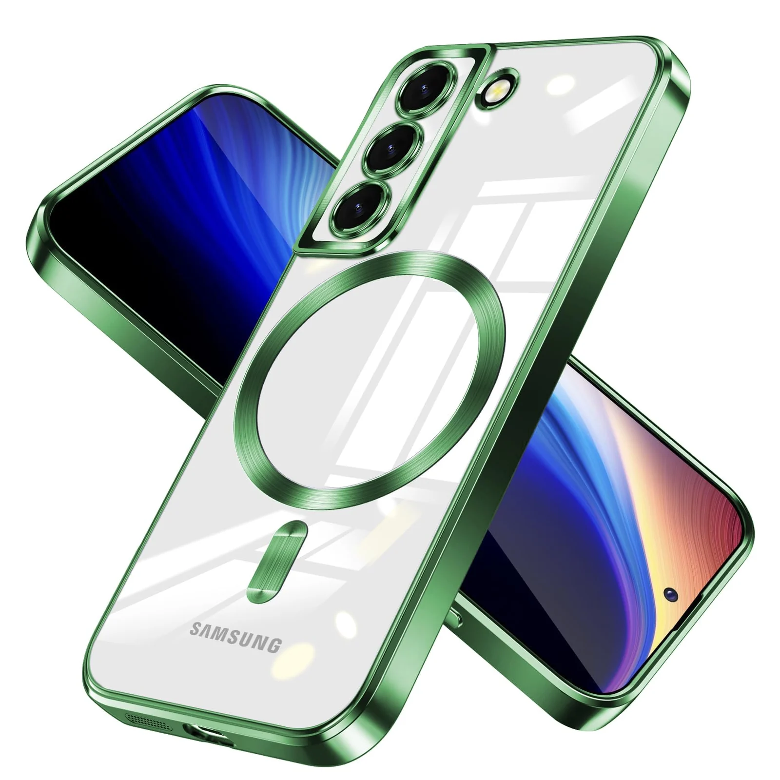 Dl3 Mobilak Samsung Galaxy S21 FE 5G Case, [Full Camera Cover Protection] [Compatible with MagSafe] Magnetic Metallic Glossy Slim Clear Luxury Soft Shockproof Case (Sierra Blue)