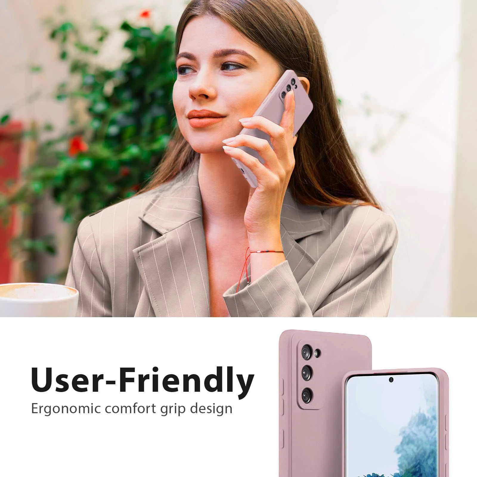 DL3 Mobilak Liquid Silicone Case for Samsung Galaxy S20 FE, Not compatible with MagSafe, Supports wireless charging, Camera protection - Cashmere
