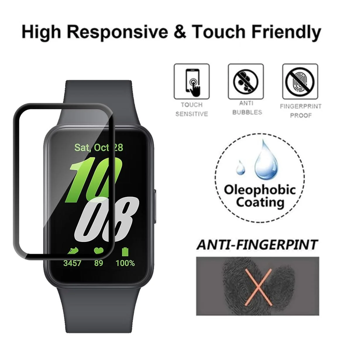 DL3 Mobilak Screen Protector For Samsung Galaxy Fit 3, 3D Curved Soft Edge Protective Film [Anti-Scratch] [Bubble Free] [Ultra Shatterproof] [High Sensitive] (Not Glass) - Black