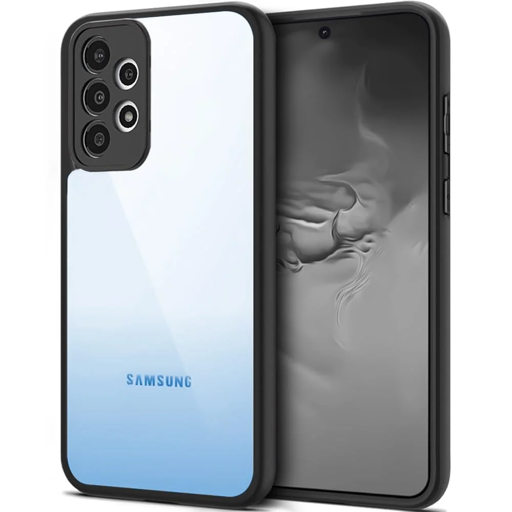 DL3 Mobilak Compatible with Samsung Galaxy A52 / A52s Case Transparent, Military-Grade Shockproof Anti-Yellowing, Slim Protective Phone Case Full Bumper Cover With Camera Lens Protective - Black