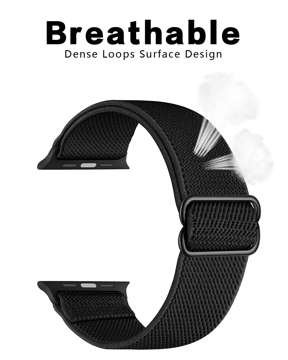 DL3 MOBILAK Nylon Solo Loop Stretchy Straps For Apple Watch Band 49mm 45mm 44mm 42mm 41mm 40mm 38mm, Elastic Wristbands for Series 8 Ultra 7 6 5 4 3 2 1 Se (42MM/44MM/45MM/49MM) - Black