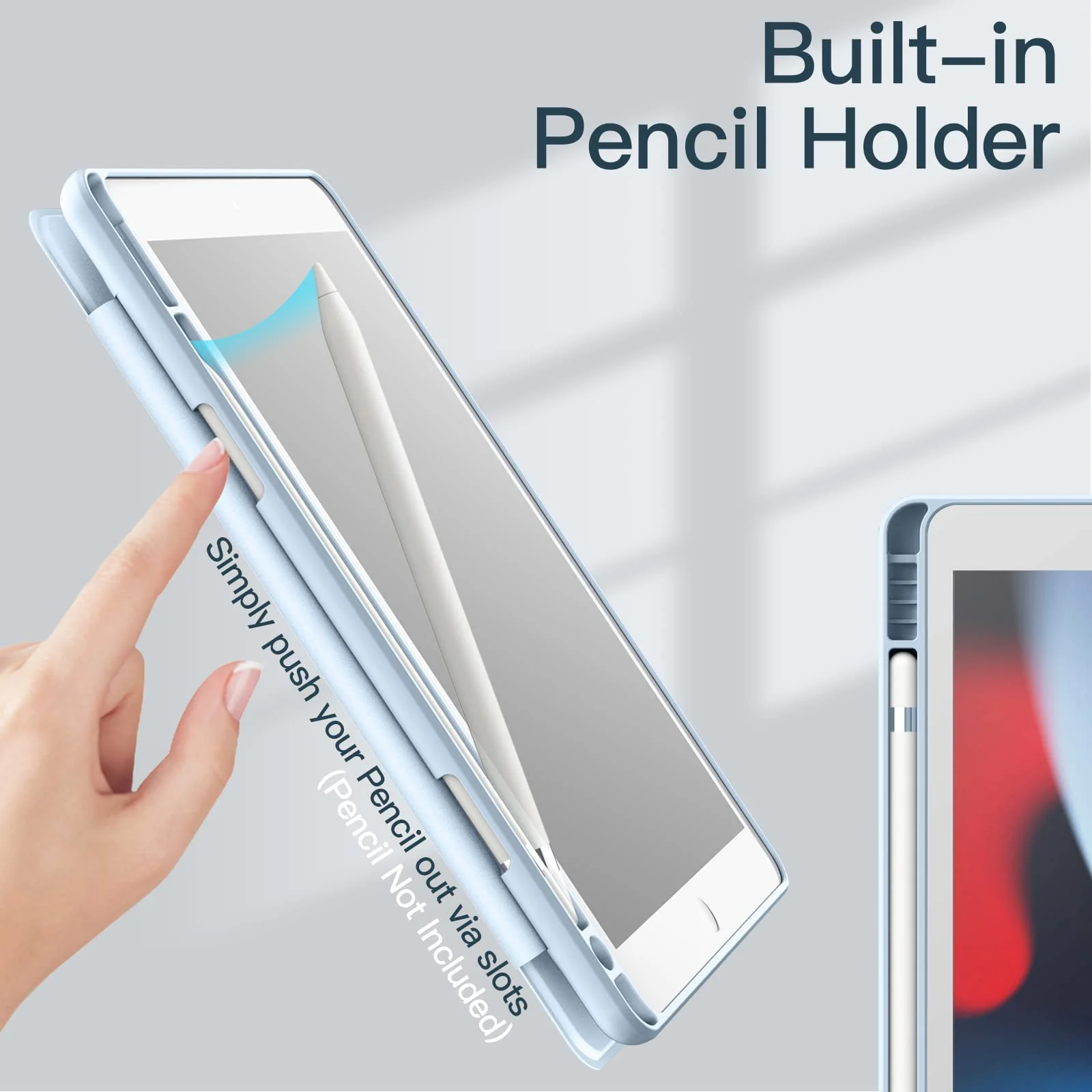 DL3 Mobilak Case for iPad 6th/5th Generation (9.7-inch, 2018/2017), iPad Pro 9.7 Inch Case 2016, iPad Air 2nd/1st, Clear Shockproof Back Cover Built-in Pencil Holder, Auto Sleep/Wake - Sky Blue