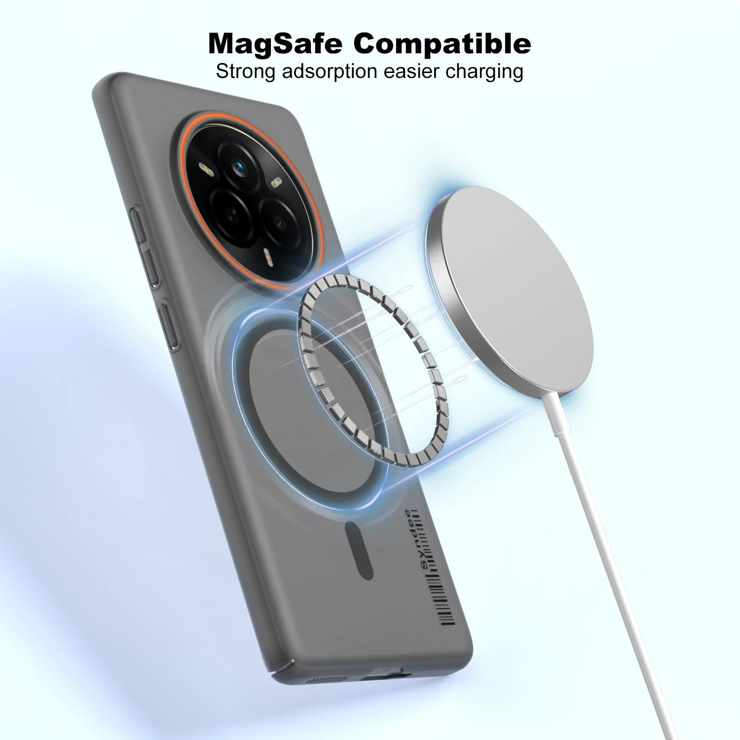 DL3 Mobilak Translucent Matte Case for Honor Magic7 Pro, Compatible with MagSafe accessories, Shock-absorbing protection, Integrated ring holder - Black