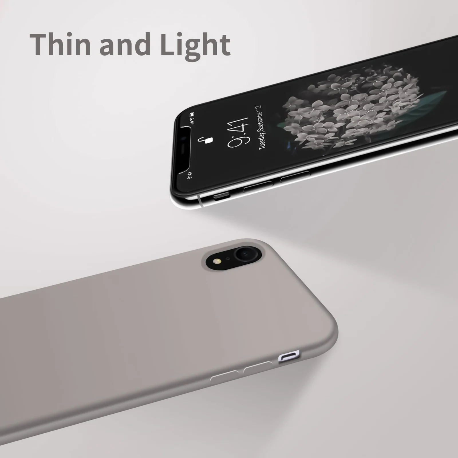 DL3 Mobilak Liquid Silicone Protective Case for iPhone XR with Camera Protection and Microfiber Lining - A Stone