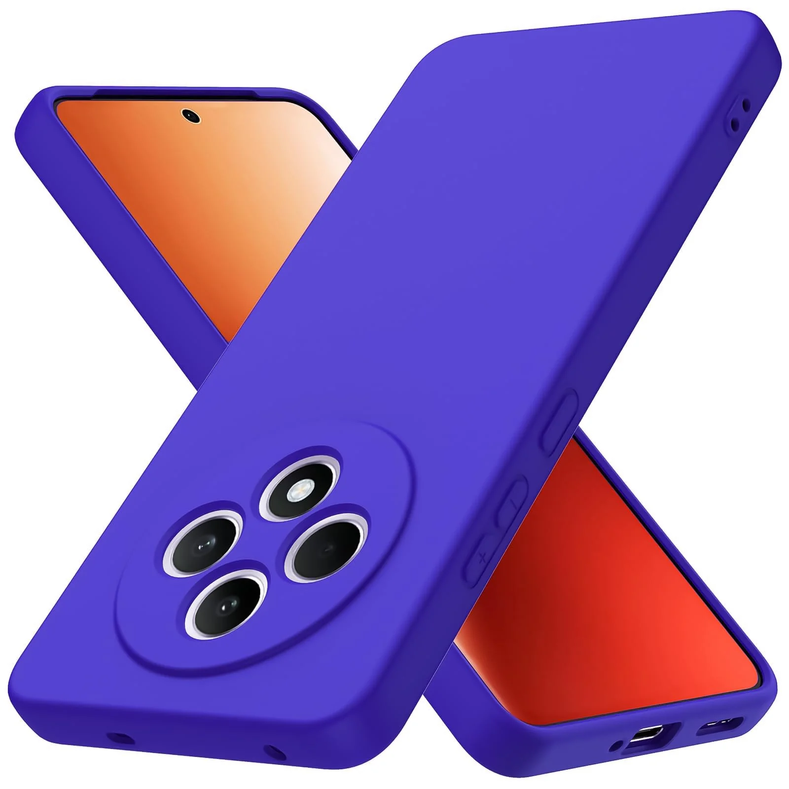 DL3 Mobilak Liquid Silicone Protective Case for OPPO Reno 12F with Camera Protection and Microfiber Lining - Pepsi