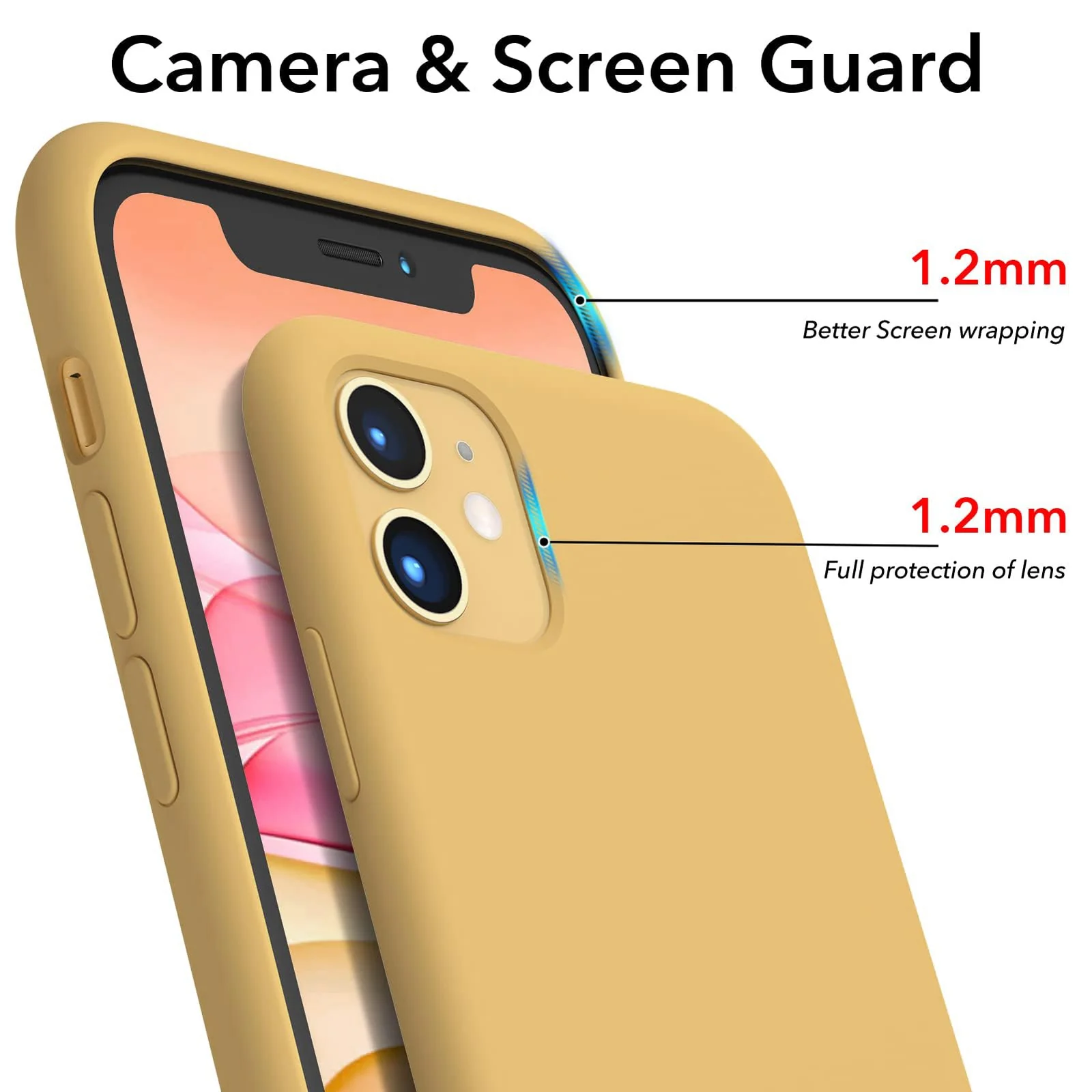 DL3 Mobilak Liquid Silicone Protective Case for iPhone 11 (6.1 Inch) with Camera Protection and Microfiber Lining - Honey Yellow