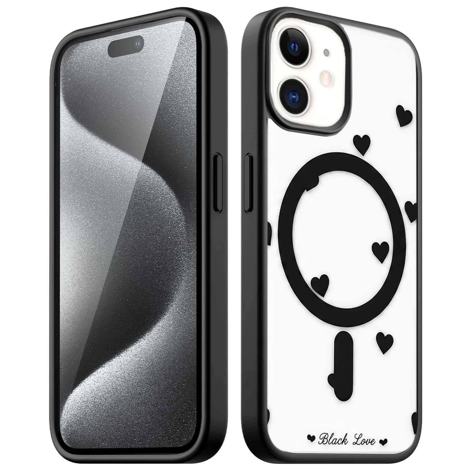 Dl3 Mobilak Magnetic Case for iPhone 11 6.1-Inch Compatible with MagSafe, Shockproof Phone Bumper Cover, Solid Color Matte TPU Frame, Anti-Scratch Clear Back - Black